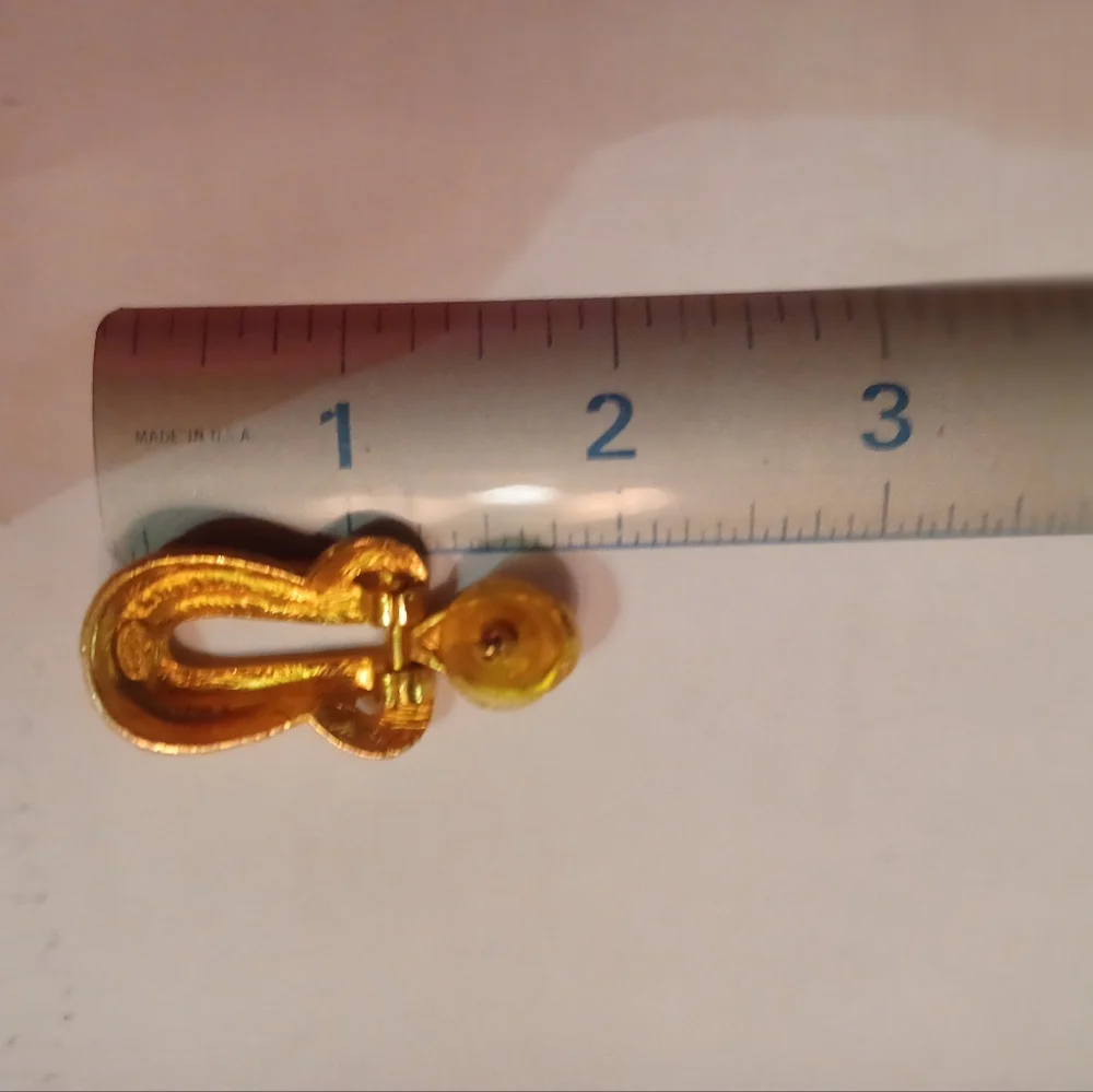 SOLD Givenchy Gold Plated Stud Textured Vintage Bijoux Drop Earrings - Picture 5 of 9